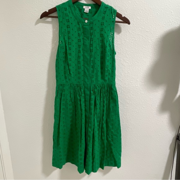 J crew green Sleeveless Eyelet Dress - Picture 1 of 5